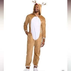 Men's Festive Rudolph red nosed Reindeer onsie jumpsuit costume Christmas small